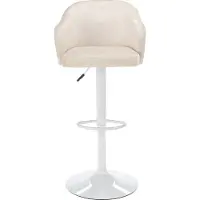Vente-unique Barhocker - Stoff & Metall - Höhenverstellbar - Cremefarben & Weiß - CARSTEN