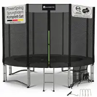 Juskys Trampolin JumpMaster L Ø 305 cm mit Sicherheitsnetz & Leiter