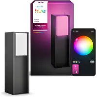 Philips White and Color ambiance Turaco Outdoor-Sockelleuchte, Bluetooth/Zigbee, Anthrazit, Aluminium, E27, Multi, 8,1 W