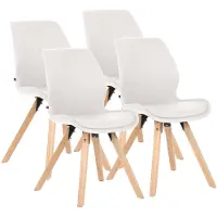 CLP Esszimmerstuhl 4er Set gepolstert Luna, moderner Polsterstuhl mit Rückenlehne weiß Material Kunstleder