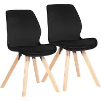 CLP Esszimmerstuhl 2er Set gepolstert Luna, moderner Polsterstuhl mit Rückenlehne schwarz Material Samt