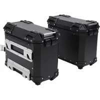 Gistuch 35L Motorrad-Seitenkoffer, Aluminiumlegierung, Motorrad-Satteltaschenbox mit Sicherheitsschloss, Montagehalterung für Reitausrüstung, Helm, Schwarz