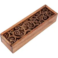 Gistuch Holz-Federmäppchen, Box für Schreibtisch, Schrein, Aufbewahrung, Organizer, Schule, Büro (#1 Swirl Grass Type)