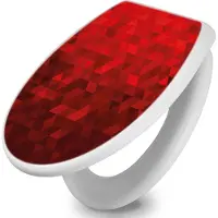 Banjado Toilettendeckel mit Absenkautomatik 37,3x45x5cm -Dreiecke Rot - WC Brille Soft Close - hygienischer Toilettendeckel/Klodeckel Duroplast mit Edelstahl Scharnieren - einfache Montage [TDW 10949]