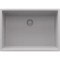 PrimaGran Unterbauspüle Granit Grau 66x47cm, Spülbecken 1 Becken + Ablauf-Set, Granitspüle ab 70er Unterschrank - London