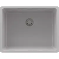 PrimaGran Spülbecken Grau 56x44cm, Granitspüle 1 Becken + Ablauf-Set, Küchenspüle ab 60er Unterschrank - Venedig Slim Easy