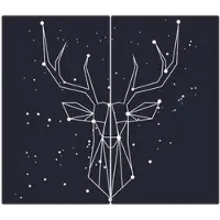 Banjado Herdabdeckplatte Glas 2 Teilig Je 30x52CM Schneidebrett Herdabdeckung Mit Motiv Sternbild Hirsch