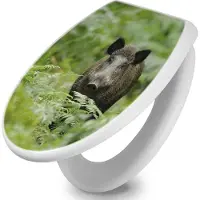Banjado Toilettendeckel mit Absenkautomatik 37,3x45x5cm -Wildschwein - WC Brille Soft Close - hygienischer Toilettendeckel/Klodeckel Duroplast mit Edelstahl Scharnieren - einfache Montage [TDW 10495]