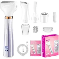 Slyrun Elektrischer Damenrasierer 5-in-1, Bikini-Trimmer, Nass- & Trockenrasierer für Gesicht, Augenbrauen, Nase, Arme, Beine & Achseln