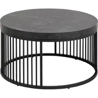 Ebuy24 Couchtisch Schwarz aus Metall und Marmor, 65x65x35 cm, mit offener Metallstruktur