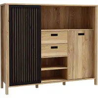 Freiraum Kommode >Jecho< in Mauvella Eiche / Schwarz - 149,9x129,9x40,2cm (BxHxT)
