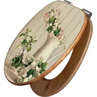 Banjado Design WC Sitz Bambus Absenkautomatik -Stillleben Kirschblüten - Toilettendeckel mit Absenkautomatik Holz/hochwertiger Bambus Klodeckel/WC-Sitz für alle gängigen Toiletten [TDB2 10539]