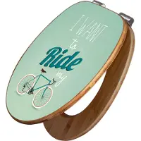 Banjado Design WC Sitz Bambus Absenkautomatik -I want to ride my bike - Toilettendeckel mit Absenkautomatik Holz/hochwertiger Bambus Klodeckel/WC-Sitz für alle gängigen Toiletten [TDB2 10638]
