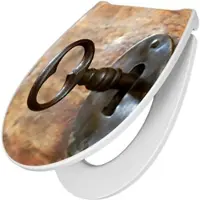 Banjado Premium Toilettendeckel Mit Absenkautomatik WC-Sitz Soft Close Hygienischer Klodeckel Duroplast Mit Motiv Schlüssel