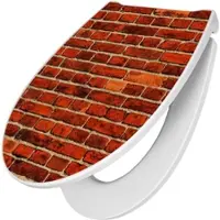 Banjado Premium Toilettendeckel Mit Absenkautomatik WC-Sitz Soft Close Hygienischer Klodeckel Duroplast Mit Motiv Ziegelwand