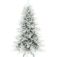 Welikera Künstlicher Weihnachtsbaum, 180cm Christbaum mit Schnee, 1815 Zweigen, klappbarem Metallständer