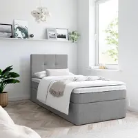 EURO-MEBLE Boxspringbett, Kinderbett MERA PREMIUM MINI 90x200cm - OHNE Topper mit Bettkästen, Einzelbett, Stauraum, Jugendbett (Grau - AURA 24)
