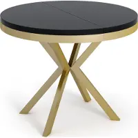 WFL GROUP Runder Ausziehbarer Esstisch - Loft Style Tisch mit Goldenen Metallbeinen - 120 bis 200 cm - Industrieller Tisch für Wohnzimmer - Kompakt - 120 cm - Schwarz