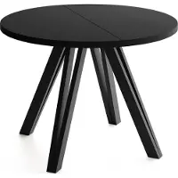 WFL GROUP Runder Esstisch Ausziehbar 100–140 cm mit Schwarzen Holzbeinen aus Buchenholz – Moderner Ausziehtisch für Esszimmer, Küche und Wohnzimmer – Tisch für 4–8 Personen – Schwarz