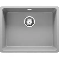 PrimaGran Unterbauspüle Granit Grau 56x44cm, Spülbecken 1 Becken + Ablauf-Set, Granitspüle ab 60er Unterschrank - Venedig Easy