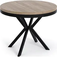 WFL GROUP Runder Ausziehbarer Esstisch - Loft Style Tisch mit Metallbeinen - 90 bis 170 cm - Industrieller Tisch für Wohnzimmer - Kompakt - 90 cm - Sonoma Eiche