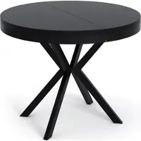 WFL GROUP Runder Ausziehbarer Esstisch - Loft Style Tisch mit Metallbeinen - 90 bis 170 cm - Industrieller Tisch für Wohnzimmer - Kompakt - 90 cm - Schwarz