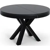 WFL GROUP Runder Ausziehbarer Esstisch im Loft-Stil - Industrieller Tisch mit Schwarzen Metallbeinen - Platzsparender Tisch für Wohnzimmer - Schwarz - 120 bis 200 cm