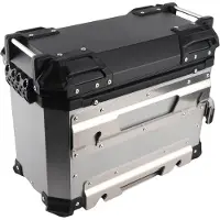 Gistuch 2 Stück Motorrad-Seitenbox, 35 l, großes Fassungsvermögen, harte Satteltasche aus Aluminiumlegierung mit Sicherheitsschloss und Griff, Ersatz für Suzuki, Silber