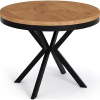 WFL GROUP Runder Ausziehbarer Esstisch - Loft Style Tisch mit Metallbeinen - 100 bis 180 cm - Industrieller Tisch für Wohnzimmer - Kompakt - 100 cm - Lancelot Eiche