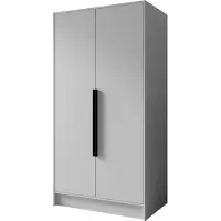 WFL GROUP Kleiderschrank im Skandi-Stil – Drehtüren mit Schwarze Metallgriffe – 100 cm Breit Garderobenschrank mit viel Stauraum für Ankleide – Weiß
