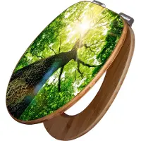 Banjado Design WC Sitz Bambus Absenkautomatik - Baumkrone - Toilettendeckel mit Absenkautomatik Holz/hochwertiger Bambus Klodeckel/WC-Sitz für alle gängigen Toiletten [TDB2 10443]