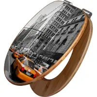 Banjado Design WC Sitz Bambus Absenkautomatik -New York Taxi - Toilettendeckel mit Absenkautomatik Holz/hochwertiger Bambus Klodeckel/WC-Sitz für alle gängigen Toiletten [TDB2 10076]