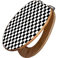 Banjado Design WC Sitz Bambus Absenkautomatik -Karo Schwarz - Toilettendeckel mit Absenkautomatik Holz/hochwertiger Bambus Klodeckel/WC-Sitz für alle gängigen Toiletten [TDB2 10608]