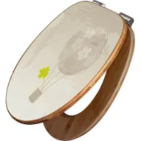Banjado Design WC Sitz Bambus Absenkautomatik -Flüchtiges Glück - Toilettendeckel mit Absenkautomatik Holz/hochwertiger Bambus Klodeckel/WC-Sitz für alle gängigen Toiletten [TDB2 11248]