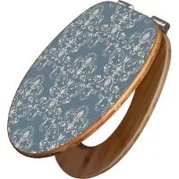 Banjado Design WC Sitz Bambus Absenkautomatik -Royal Creme Blau - Toilettendeckel mit Absenkautomatik Holz/hochwertiger Bambus Klodeckel/WC-Sitz für alle gängigen Toiletten [TDB2 11237]