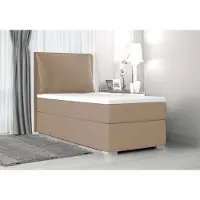 EURO-MEBLE Boxspringbett,Kinderbett SUZI MINI,OHNE Topper, Jugendbett Federkern,80x200cm(Cappuccino: ITAKA 48)