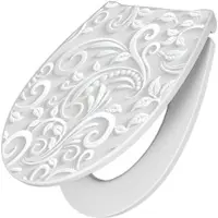 Banjado Premium Toilettendeckel Mit Absenkautomatik WC-Sitz Soft Close Hygienischer Klodeckel Duroplast Mit Motiv White Swirl