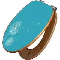 Banjado Design WC Sitz Bambus Absenkautomatik -Pusteblume 4 - Toilettendeckel mit Absenkautomatik Holz/hochwertiger Bambus Klodeckel/WC-Sitz für alle gängigen Toiletten [TDB2 11123]