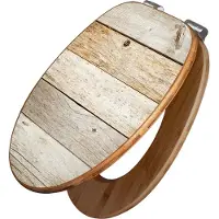 Banjado Design WC Sitz Bambus Absenkautomatik -Graues Holz - Toilettendeckel mit Absenkautomatik Holz/hochwertiger Bambus Klodeckel/WC-Sitz für alle gängigen Toiletten [TDB2 12172]