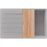 PrimaGran Spülbecken Grau 78x50cm, Granitspüle 1 Becken + Ablauf-Set + Schneidebrett, Küchenspüle ab 50er Unterschrank - Kopenhagen