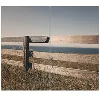 Banjado Herdabdeckplatte Glas 2 Teilig Je 30x52CM Schneidebrett Herdabdeckung Mit Motiv Zaun Am Meer