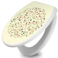Banjado Toilettendeckel Mit Absenkautomatik WC-Sitz Soft Close Weiß Hygienischer Duroplast Leichte Montage Mit Motiv Blumenreigen