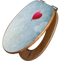 Banjado Design WC Sitz Bambus Absenkautomatik -Herzballon - Toilettendeckel mit Absenkautomatik Holz/hochwertiger Bambus Klodeckel/WC-Sitz für alle gängigen Toiletten [TDB2 11282]