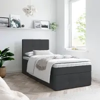 EURO-MEBLE Boxspringbett, Kinderbett MERA PREMIUM MINI 100x200cm + Topper T25 mit Bettkästen Einzelbett, Stauraum, Jugendbett (Kunstleder Schwarz - MADRYT 1100)
