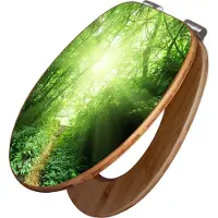Banjado Design WC Sitz Bambus Absenkautomatik - Dschungel Malaysia - Toilettendeckel mit Absenkautomatik Holz/hochwertiger Bambus Klodeckel/WC-Sitz für alle gängigen Toiletten [TDB2 12693]