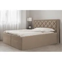 EURO-MEBLE Bett, Boxspringbett DORMI, OHNE Topper, Federkern, Doppelbett, Stauraum, 180x200 cm, (Cappuccino - Itaka 48)
