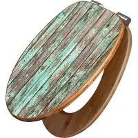 Banjado Design WC Sitz Bambus Absenkautomatik - Verwittertes Holz - Toilettendeckel mit Absenkautomatik Holz/hochwertiger Bambus Klodeckel/WC-Sitz für alle gängigen Toiletten [TDB2 12180]