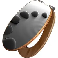 Banjado Design WC Sitz Bambus Absenkautomatik - Schwarze Steine - Toilettendeckel mit Absenkautomatik Holz/hochwertiger Bambus Klodeckel/WC-Sitz für alle gängigen Toiletten [TDB2 12061]