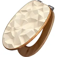 Banjado Design WC Sitz Bambus Absenkautomatik -Steinwand 2 - Toilettendeckel mit Absenkautomatik Holz/hochwertiger Bambus Klodeckel/WC-Sitz für alle gängigen Toiletten [TDB2 12892]