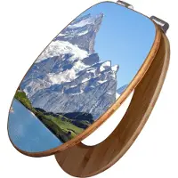 Banjado Design WC Sitz Bambus Absenkautomatik -Alpen - Toilettendeckel mit Absenkautomatik Holz/hochwertiger Bambus Klodeckel/WC-Sitz für alle gängigen Toiletten [TDB2 10089]